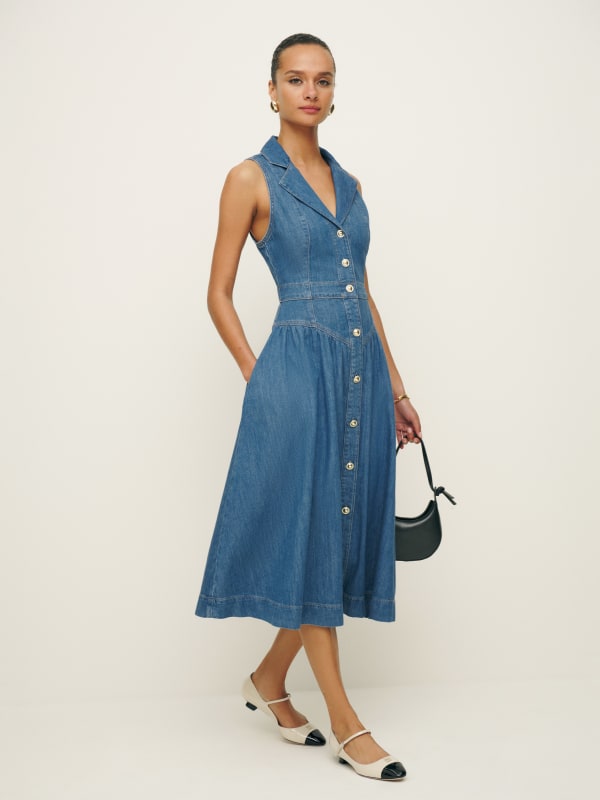 Ellison Denim Midi Dress - Laguna